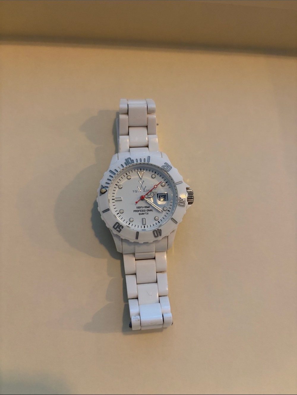 ToyWatch White Ceramic Style Women's Sport Watch with Date